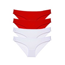 Royaleks 4 adet Süper Eko Set Likralı Kadın Slip Külot Kırmızı Beyaz RYL-EKO4015 Beyaz - Kırmızı