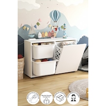 Bofigo Sepetli Dolap Çok Amaçlı Dolap Oyuncak Dolabı Sıla Beyaz
