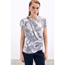Sateen Aksesuar Detaylı Bluz - Ekru-135902 Ekru