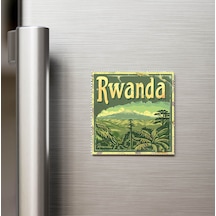 Ruanda Rwanda - Posta Pulu Temalı Ülke - Baskılı Buzdolap Magneti Kare - 9x9 Cm
