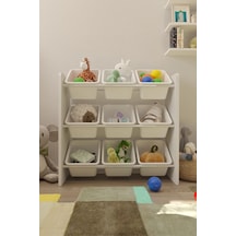 9 Sepetli Çok Amaçlı Oyuncak Dolabı Montessori Dolap