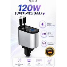 120w Akıllı Araç Şarjı 4in1 Çift Kablolu 3.4a Araç İçi Çakmaklık Şarj Aleti Hızlı Şarj