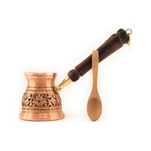 Ist Serisi Orta-9.6 Fl.oz - En Kalın Katı Bakır Oyma Türk Yunan Arapça Cezvesi, Ocak Üstü Kahve Makinesi, Cezve, Jezve, Jazva, Jazzve, Ibrik, Briki Mat Beyaz - Çok Renkli