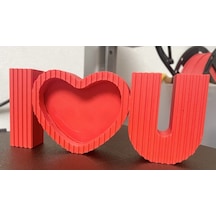 Kişiye Özel Fotoğraflı I Love You Tasarım Dekoratif Çerçeve - Romantik Hediyelik Masaüstü Obje