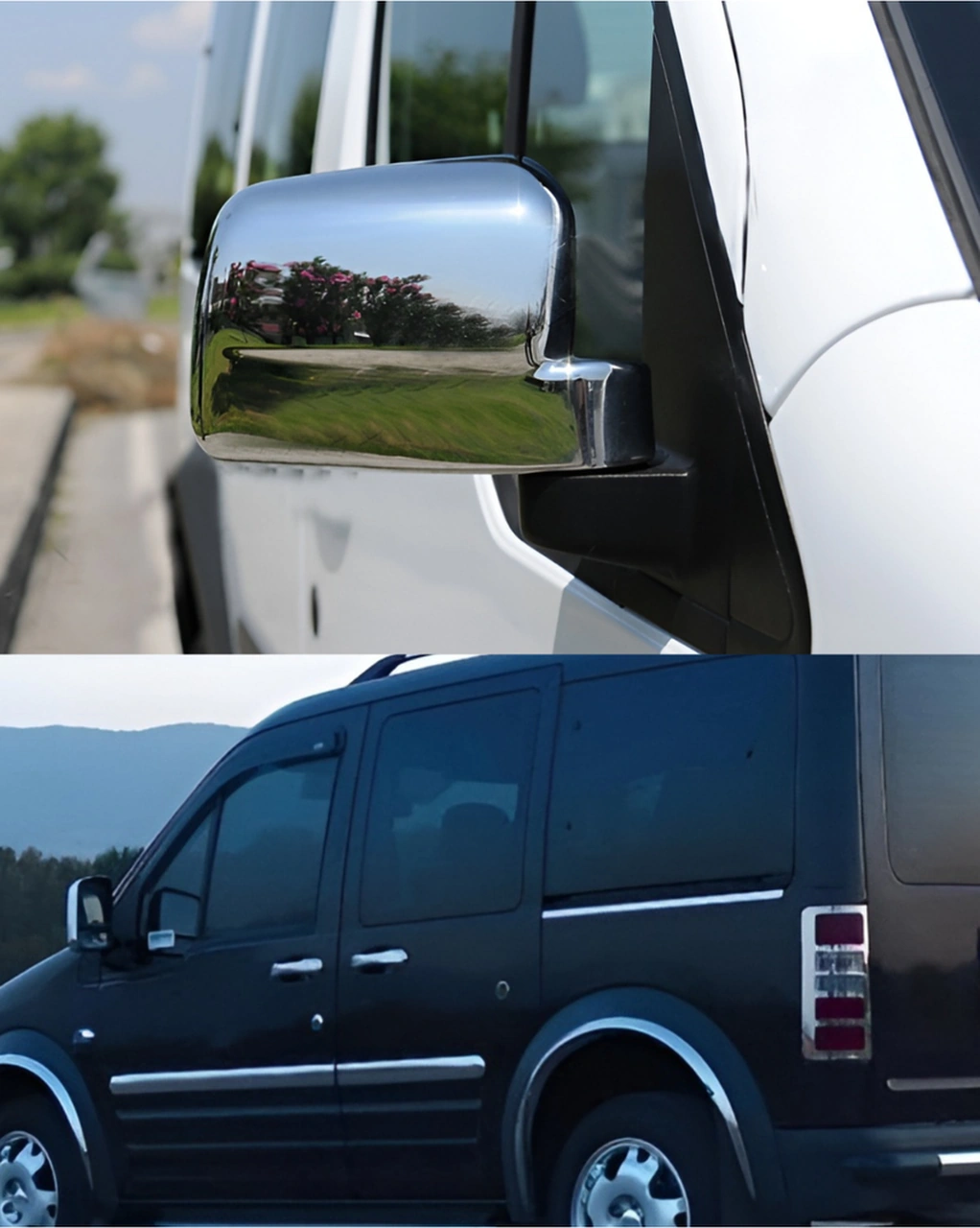 Ford Connect 2009-2014 Araca Özel Abs Krom Ayna Kapağı + Çelik Kapı Kol A+ Paslanmaz
