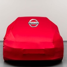 Nissan MİCRA K13 (2013-2017) Kumaş Logolu Oto Branda - Penye Örtü KIRMIZI