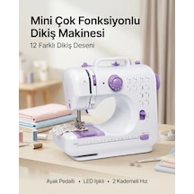 Ers Ev Tipi Mini Dikiş Makinesi Ayak Pedallı Led Aydınlatmalı 12 Farklı Dikiş Desenli Çok Renkli