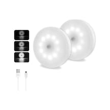Akynite Hareket Sensörü Gece Lambası Usb Şarj Edilebilir, Soğuk Beyaz Ve Kısılabilir, 10 Led, Manyetik Gece Lambası, Dolap Merdivenleri Koridor Banyo İçin Hareket Sensörü Işığı, 3 Adet