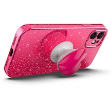 Apple Uyumlu iPhone 11 Uyumlu Kamera Korumalı Simli Pop Soketli Lüks Zore Koton Soketli Kılıf-pembe Pembe -