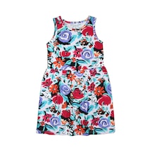 Lovetti Kız Çocuk Vintage Flowers Desen Kolsuz Elbise 5757-117 Çok Renkli