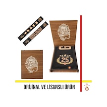 Galatasaray Lisanslı Özel 2025 Şampiyonluk Şal Atkı Hediye Aslan Ahşap Kutulu Siyah
