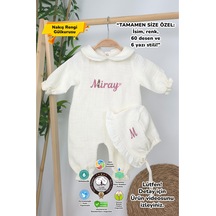 Gros Shop Müslin Yeni Doğan 4katlı Organik %100pamuk Kişiye Özgü Nakışlı Hastane Çıkış Seti Papatya Model-12 Ekru-4
