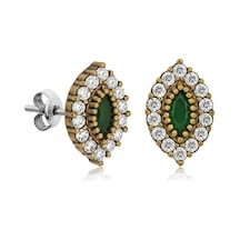 Gümüş Otantik Mekik Çivili Küpe 14 MM Gümüş