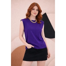 Bbbutikbasic T Kol Penye Bluz Hkn34 Mor