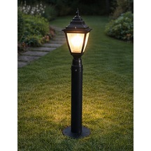 97 Cm Kare Direkli Bahçe Armatürü - Bahçe Lambası -siyah