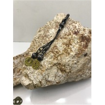 Unisex Sarı Şems Düğümü İkili Oksitli Gümüş Püskül