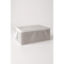 Gri Çizgili Fermuarlı Hurç Yastık-yorgan-kıyafet Düzenleyici Hurç 64 45 22 Cm Gri-beyaz