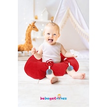 Çıngıraklı Kırmızı Bebek Oturma Destek Minderi Bebek Koltuğu