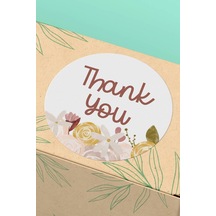 90 Adet Thank You Teşekkür Etiketi Çiçek Desenli 3x3cm St2007 Çok Renkli