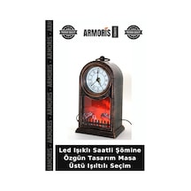 Led Işıklı Saatli Şömine Özgün Tasarım Masa Üstü Işıltılı Seçim