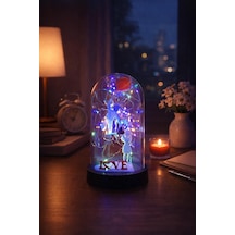 Fanus İçinde Çift Figürlü Love Yazılı Peri Led Dekoratif Sevgili, Yıl Dönümü, Doğum Günü Hediyesi Beyaz Kırmızı