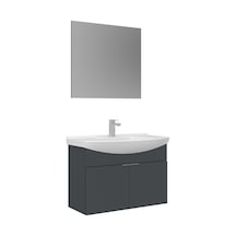 Orka Purus 80 Cm Mat Antrasit Düz Aynalı Banyo Dolabı Takımı Asma Antrasit