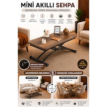 Akıllı Sehpa Mini Juppo Çalışma Masası Yemek Masası Yer Sofrası Çok Amaçlı Barok Ceviz