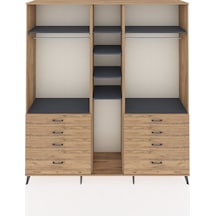 Hyperion Dolap 8 Raflı 8 Çekmeceli 3 Askılı 220x44x243 Çam-antrasit/çam Antrasıt/atlas Çam