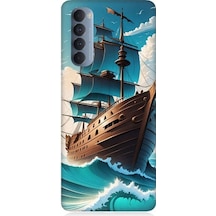 Oppo Reno 4 Pro Uyumlu Yelkenli Calyon Gemi Desenli Silikon Kılıf