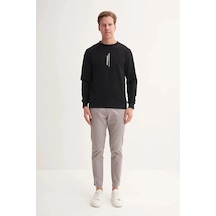 Cazador Slim Fit Mevsimlik 3 İplik Pamuk Karışımlı Sweatshirt-54185 Siyah