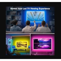 Amber Led Ambilight Tv Arkası Şerit Led 5 Metre, Kameralı Ekran Renk Senkronizasyonu, Rgb-ıc Akıllı Ambiyans Aydınlatma, App/kumanda Kontrollü, 75 İnç Tv Uyumlu Usb 5v .