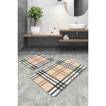 Siyah Çerçeve Desenli Banyo Halısı Klozet Paspas Seti Bs348n11