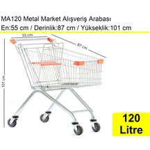 Ma120 Metal Market Alışveriş Arabası 120 Litre / En:55 Boy:87 Yükseklik:101 Cm
