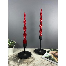 Spiral Şamdan Mumu 2 Adet Kırmızı Kokusuz Dekoratif Mum Diğer