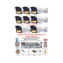 8 Li Sesli Güvenlik Kamerası 5 Mp Gece Renkli Full Hd Kamera Seti