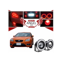 Ford Focus 2 Uyumlu, Universal Mercekli Led Angel Sis Farı, 76mm Kırmızı Renk