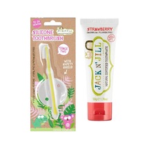 Jill Diş Fırçalama Seti Silikon Diş Fırçası + Çilek Aromalı Macun 50g