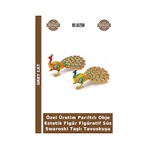 Özel Üretim Parıltılı Obje Estetik Figür Figüratif Süs Swaroski Taşlı Tavuskuşu