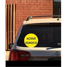 Parti Tasarla Acemi Sürücü Yazılı Sticker Oto Sticker 15x15 Cm Sarı Zemin Siyah Yazı 1