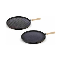 Premium Ahşap Kulplu Granit Gözleme & Bazlama Tavası 34 Cm Diğer