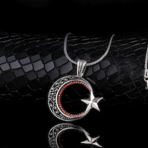 925 Ayar Gümüş Telkari Ayyıldız Model Kolye