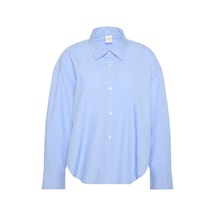 Calvin Klein Crisp Poplin Oversized Cropped S Kadın Mavi Gömlek