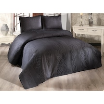 Ultrasonik Kapitoneli Sena Çift Kişilik Yatak Örtüsü Siyah Siyah