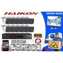 Haikon 12'Li Full Hd Güvenlik Kamerası Paketi Ekran Dahil Paket