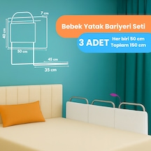 Miralay Yeni Nesil Yatak Bariyeri 50 x 40 CM Beyaz 3 Adet