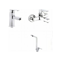 Tema Kare Batarya Seti Eviye, Banyo, Kısa Lavabo Bataryası 61010 - 61011-6013-l Krom
