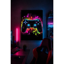 Gaming Kumanda Metal Duvar Tablosu Neon Oyuncu Odası Duvar Dekor 20x30 Cm A4 Boyutunda