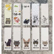 Kedi Hayvan Tasarım Karışık 10 Adet Kitap Ayraç Seti Pytkayrac9o