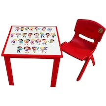 Çocuk Masa Sandalye Takımı Kırmızı Alfabe 1-3 Yaş Için
