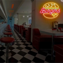 Burgers Yazılı Ve Şekilli Neon Tabela Çok Renkli